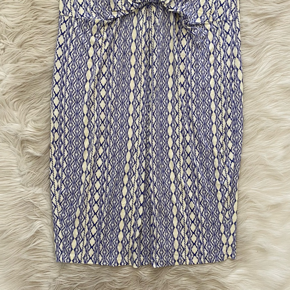 Seraphine Purple Yellow Geometric Short Sleeve Aztec Front Twist Maternity Dress - Picture 4 of 15